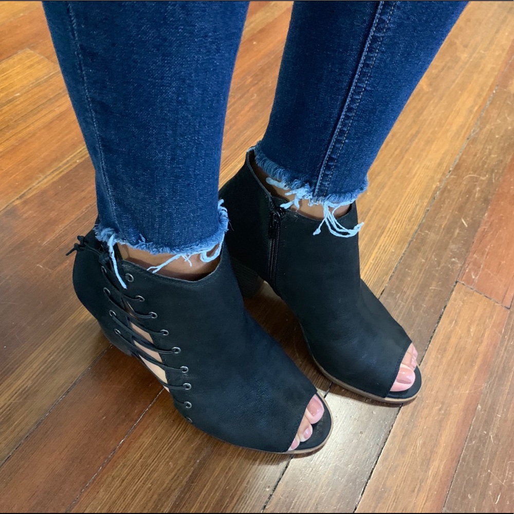 Authentic Lucky Brand Leather Peep Toe Booties